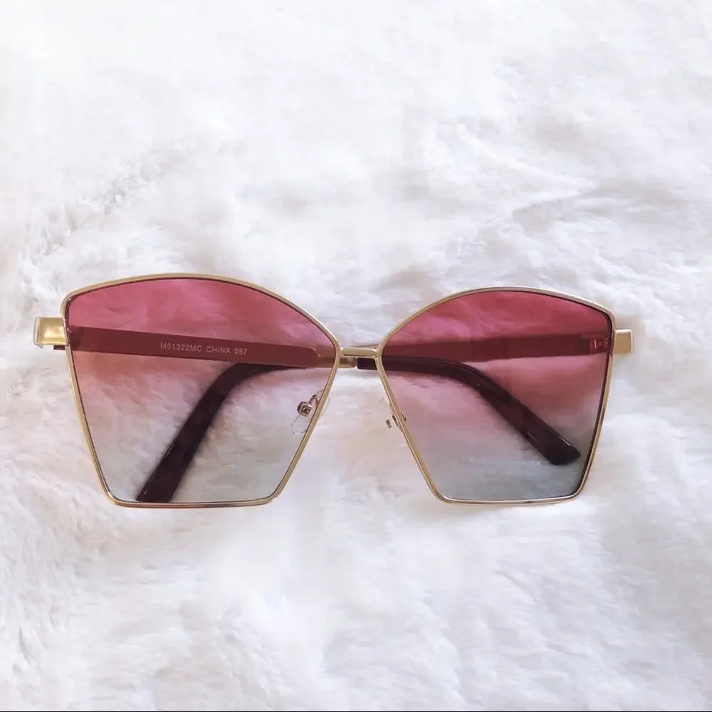 Aubrey Dark Pink Gradient Oversized Sunglasses